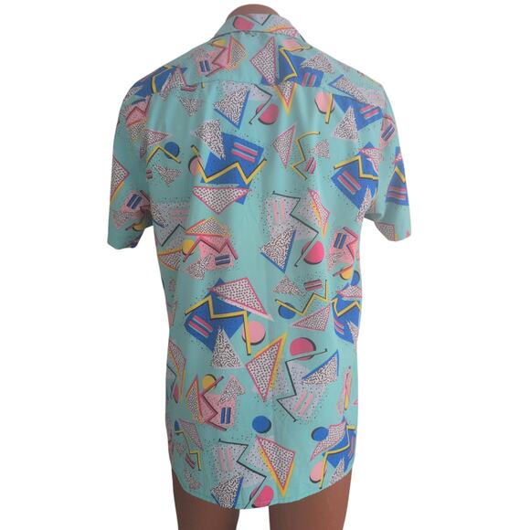 Oh Snap Graphic Print Button Up Shirt Men Medium Retro 80s 90s Saved by the Bell - Picture 2 of 6